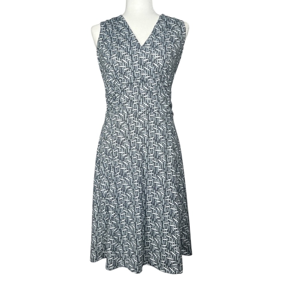 AK Anne Klein Sheath‎ Dress SMALL / 4 Sleeveless Cinch Waist V Neck Multi-Color